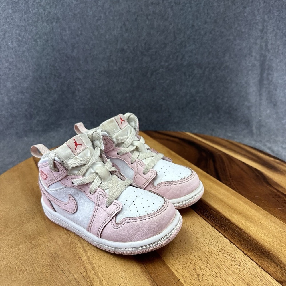 Nike Air Jordan 1 Mid Pink Foam/White Toddler Sneakers DQ8425-608 Size 8C - Picture 2 of 11